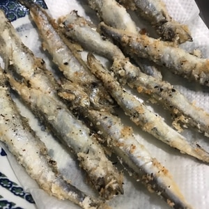 シシャモのから揚げ、レモンおろし添え